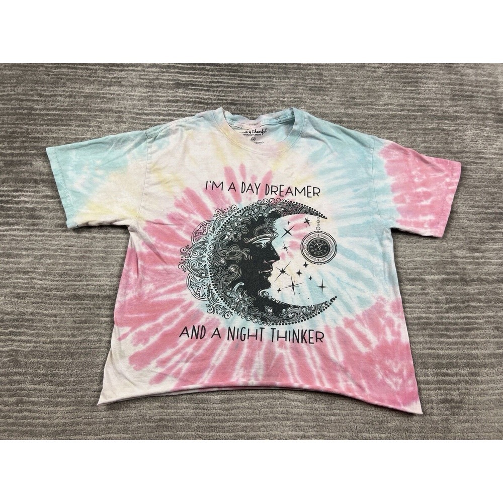 Chic & Cheerful Top Womens Medium Multicolor Tie Dye Short‎ Sleeve Cotton